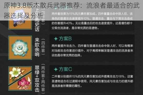 原神3.8版本散兵武器推荐:流浪者最适合的武器选择及分析